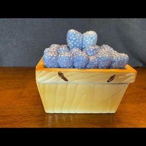 Vintage ceramic box of blueberries trinket box